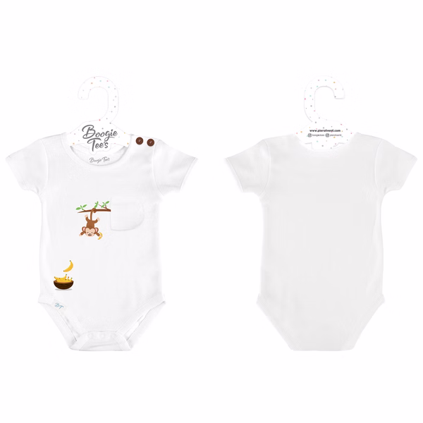 Baby Monkey White Boogie Tee's Crazy Pocket - Image 2