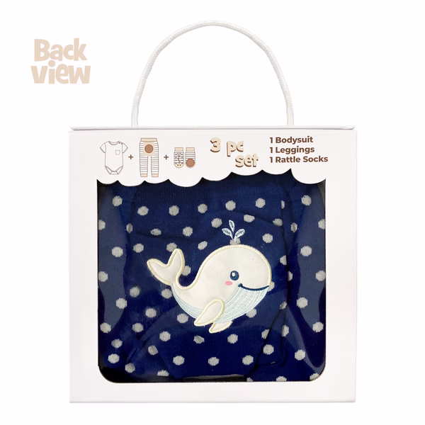 Baby Whale, 3-Pc Boogie Toes, Tight & Tee Baby Premium Gift Set - Image 8
