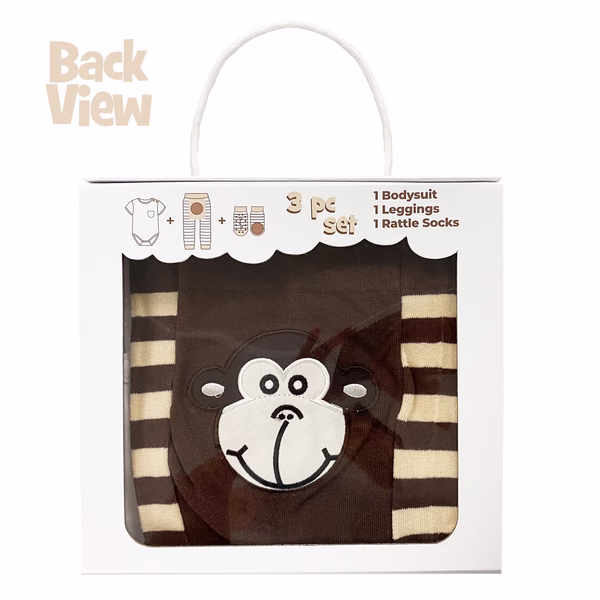 Monkey Boy, 3-Pc Boogie Toes, Tight & Tee Baby Premium Gift Set - Image 8