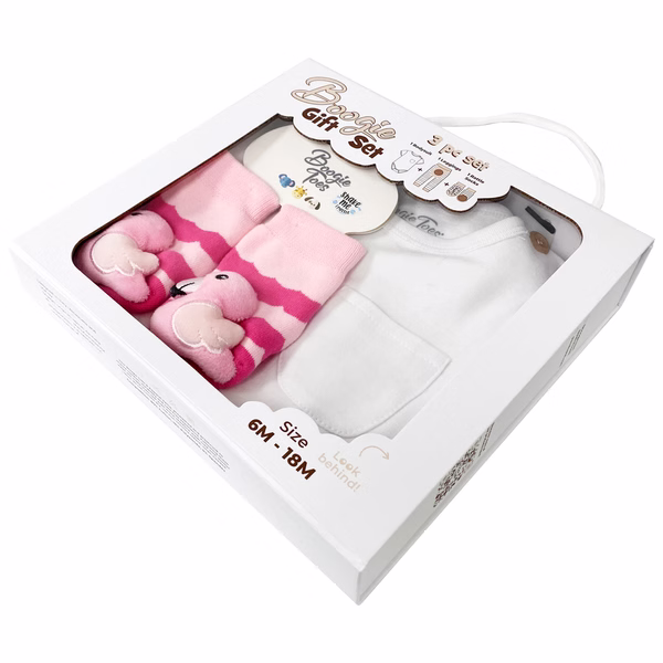 Pink Flamingo, 3-Pc Boogie Toes, Tight & Tee Baby Premium Gift Set - Image 5