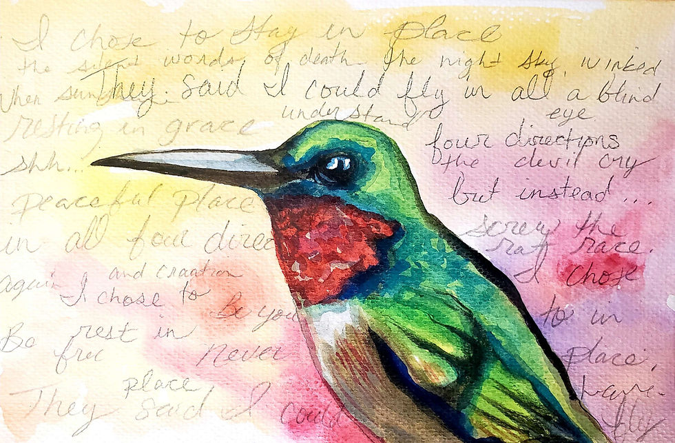 "They said I could fly in all four directions" unframed watercolor, 5x7 inches