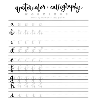 Crossing Women Calligraphy + Watercolor Workshop Printable Practice Sheets