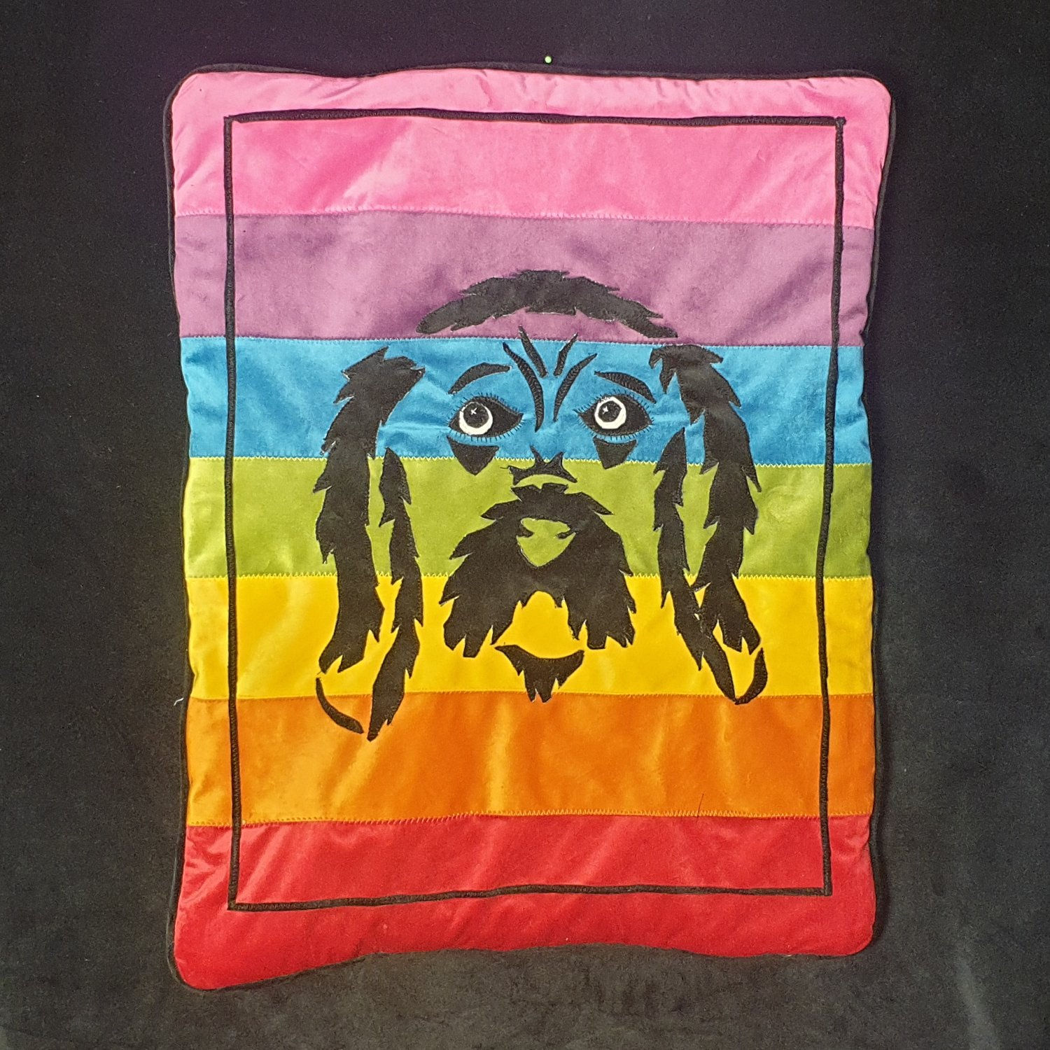 Rainbow Cockapoo luxury dog blanket in LGBTQ+ Pride design front view