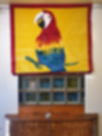 Handmade Velvet Parrot Roman Blind Half Length Image