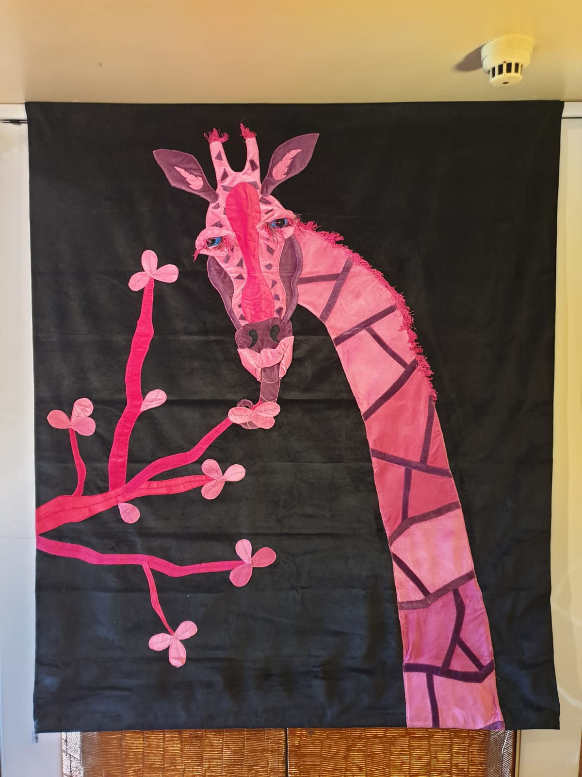 Handmade Velvet Giraffe Roman Blind Full Length Image