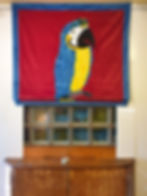 Handmade Velvet Parrot Roman Blind Half Length Image