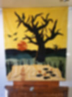 Handmade Velvet Sunrise Roman Blind Full Length Image