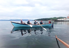 Picture of St Ayles Skiff, Coastal rowing, Toward Seasports Club, Firth of Clyde, Dunoon, Argyll, Caledonian MacBrayne ferry.