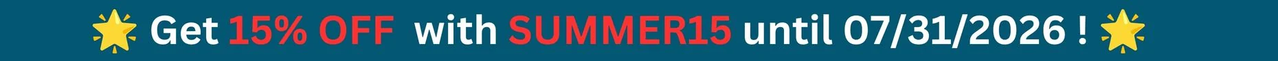 Summer Sale - Get 15% OFF with code SUMMER15 until July 31, 2026