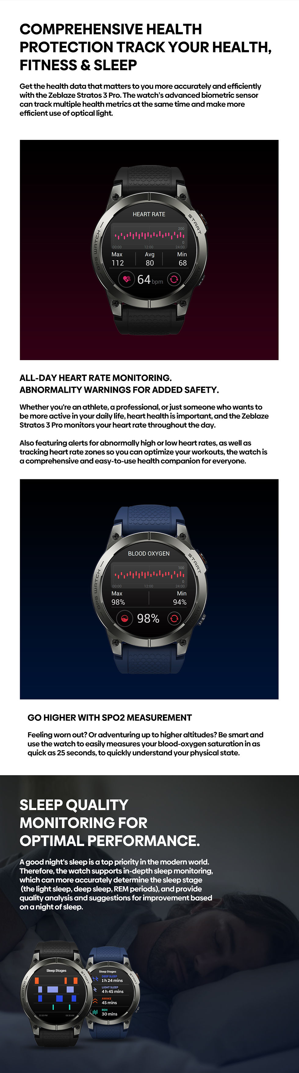 Thumbnail: New Zeblaze Stratos 3 PRO GPS Smart Watch 1.43” HD AMOLED Display Built-in GPS