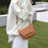 Thumbnail: Beige Round Shoulder Bag (Cowhide)
