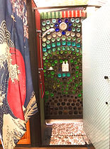 Shower with Glass bottle art wall