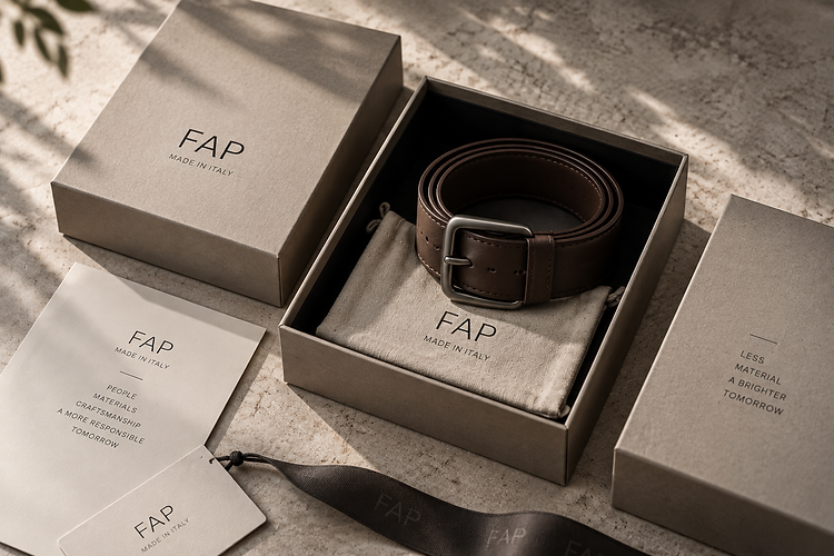 FAP Made in Italy leather belt in branded packaging