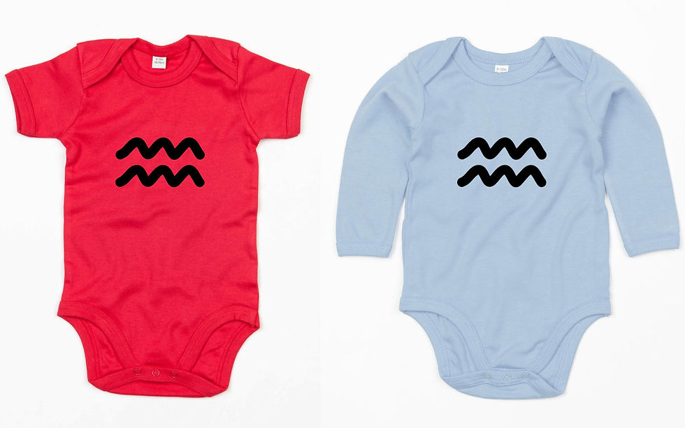 Aquarius Zodiac Sign - long or short-sleeved baby bodysuit