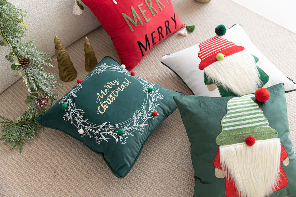 Wholesale Christmas cushion collection with embroidered holiday designs