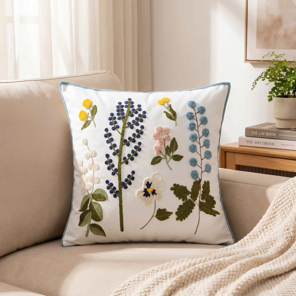 Lavender embroidered cushion cover for home decor