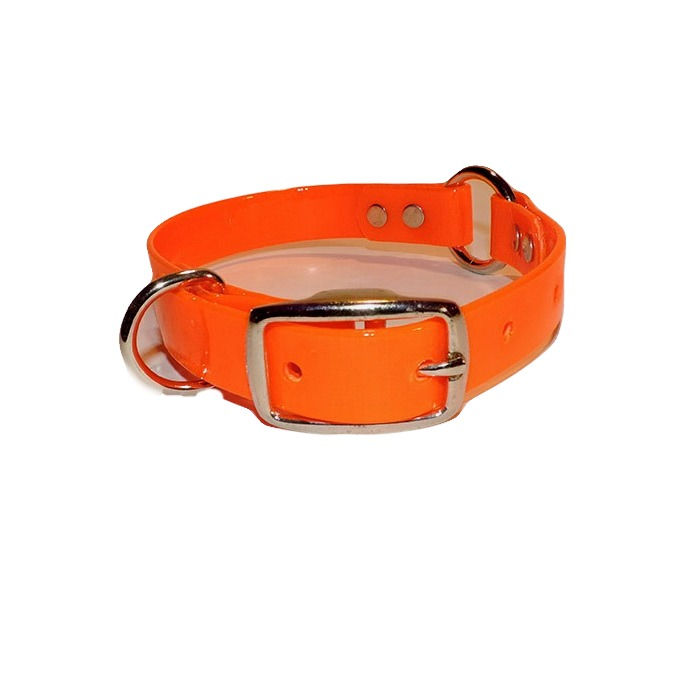 Thumbnail: 3/4 inch Neon Oange dayglo center ring and Dee Ring dog collar