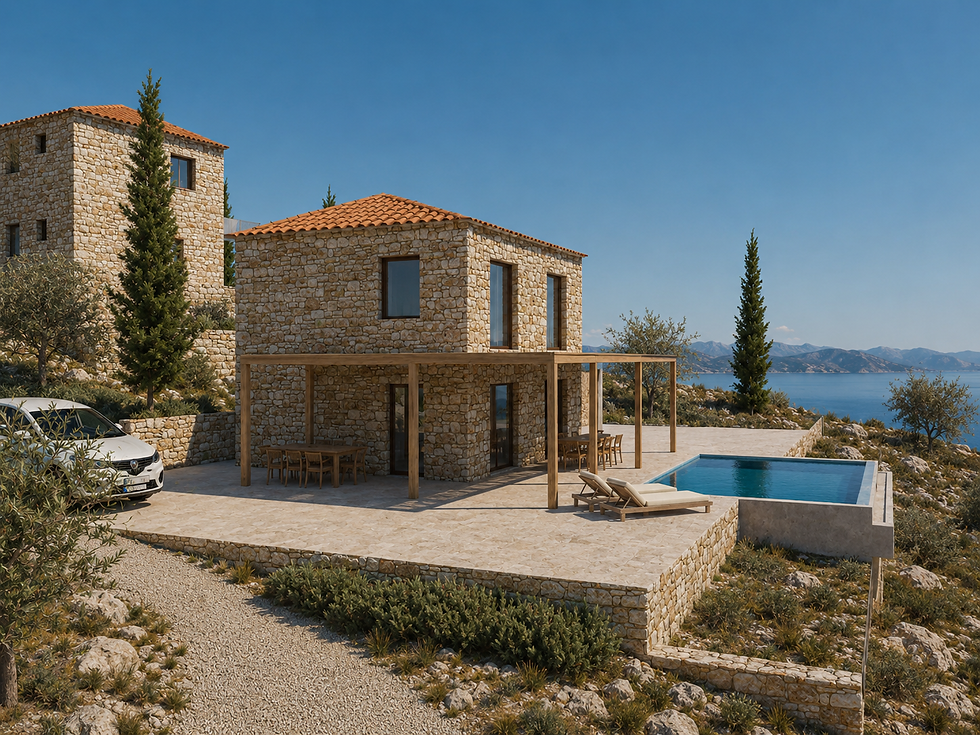 Two storey summer houses with pool in Lefkada