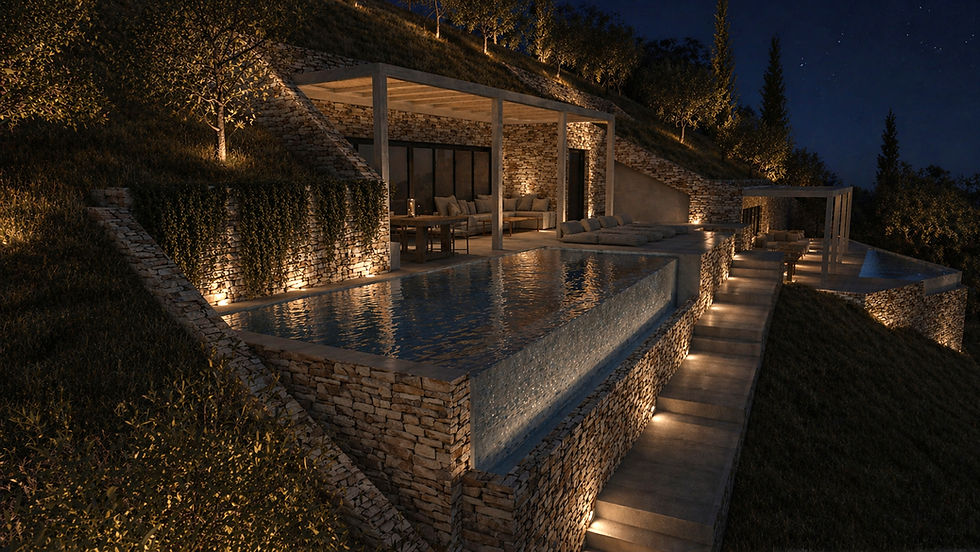 Earth-sheltered villa with pool in Parga, Greece