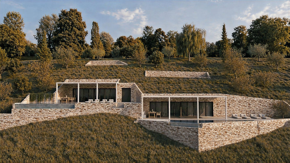 CVIEW architecture | Earth-sheltered villa with pool in Parga, Greece