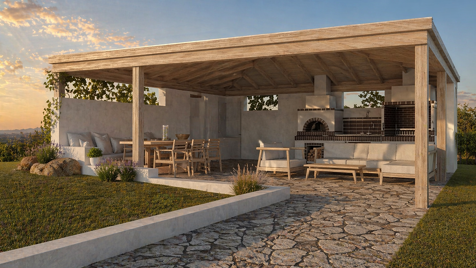 Modern Outdoor Kitchen with BBQ & Lounge