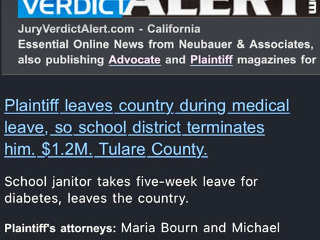 Tulare County Jury Awards $1.28 Million in Wrongful Termination Case