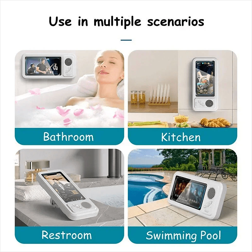 Miniatura: Shower Phone Holder with Bluetooth Speaker IPX4 Waterproof Anti-Fog Touch Screen