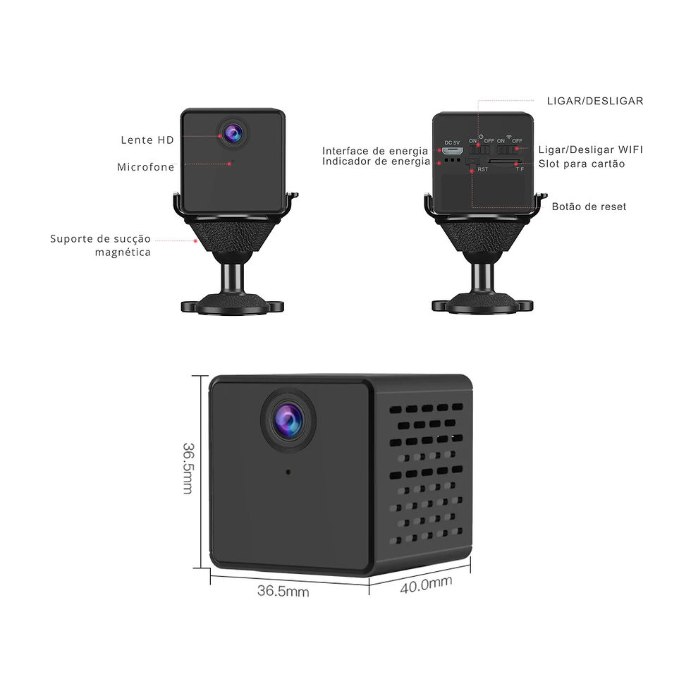 Miniatura: Mini Camera WiFi 1080P Visão Noturna, Detecção de Movimentos e Bateria