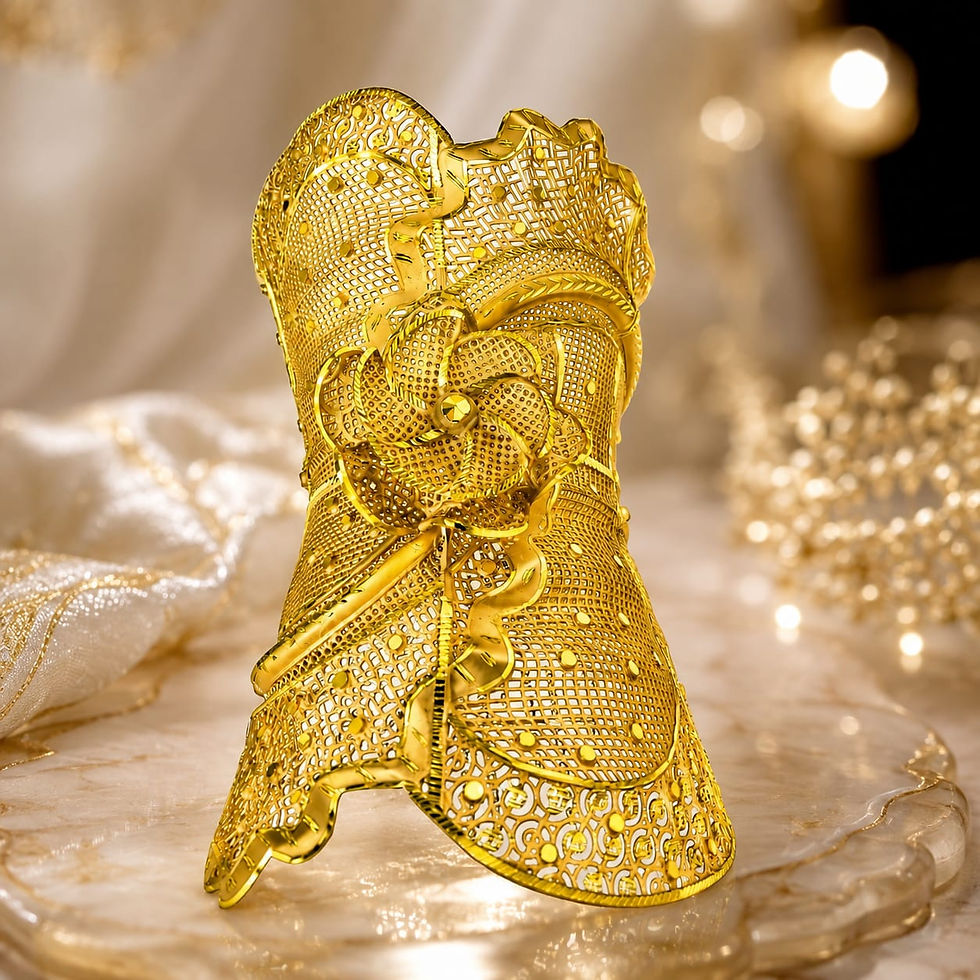Thumbnail: Forming Kada| 14K18K24K Gold Plated Wide Kada Bracelet Intricate Floral Openwork