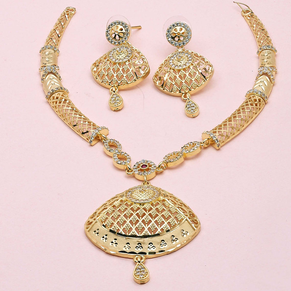 Miniature : Forming Ad Necklace | Gold Plated AD Choker Necklaces Set | Fashion Jewelry Set