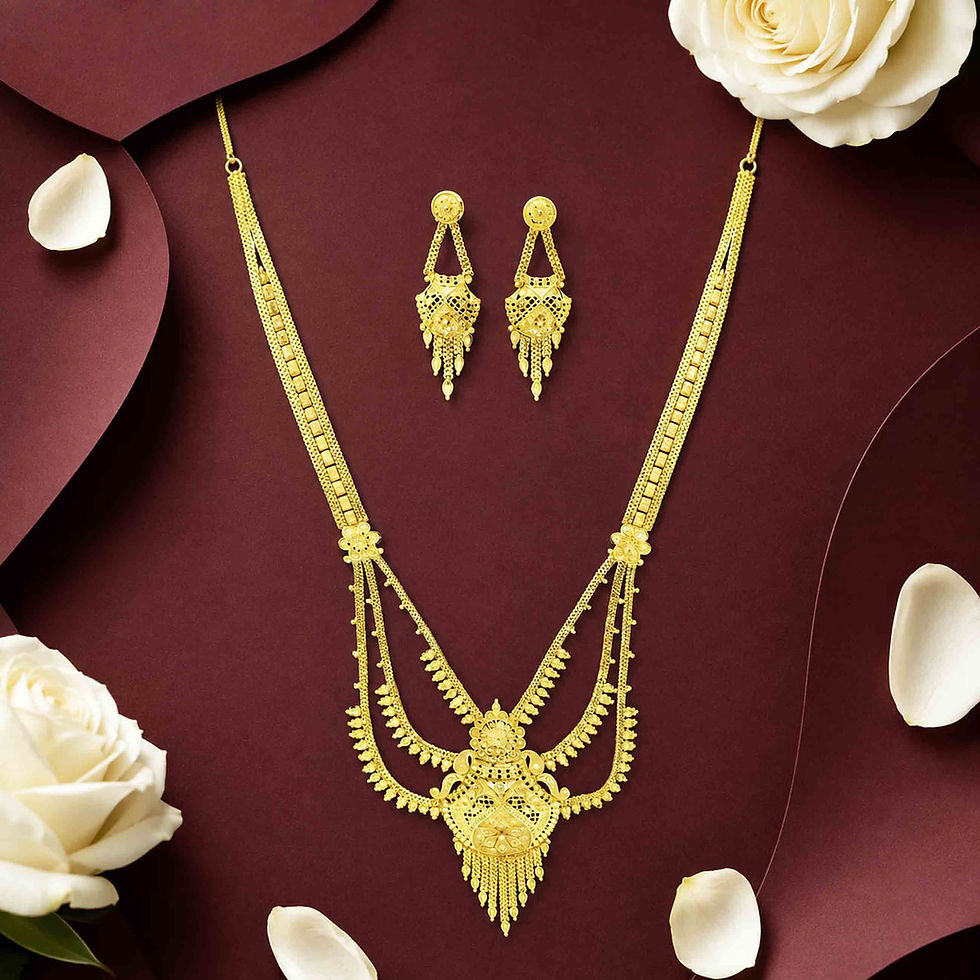 Thumbnail: Long Forming Necklace| Micron Gold Plated Dubai Style Rani Haar Fashion Necklace
