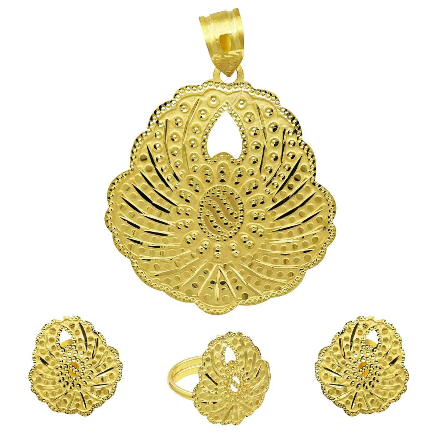 Forming Pendent Set | 14K 18K 24K Gold African Turkish Dubai Style Pendant Set