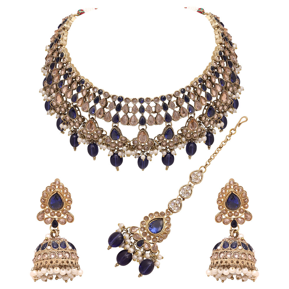 Thumbnail: Reverse AD Choker Necklace | Traditional Jewelry Set| Wedding Reverse AD Jewelry