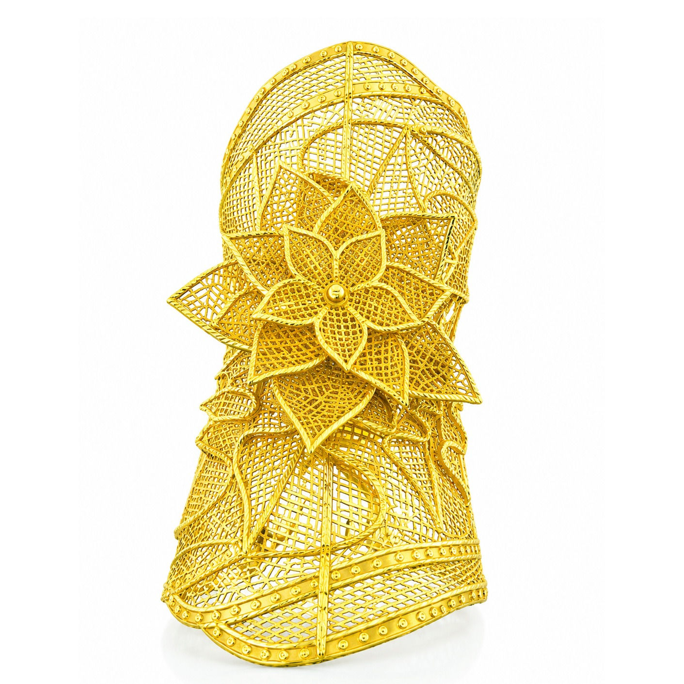 Forming Kada | 14K18K24K Gold Plated Wide Fashion Kada Intricate Floral Openwork
