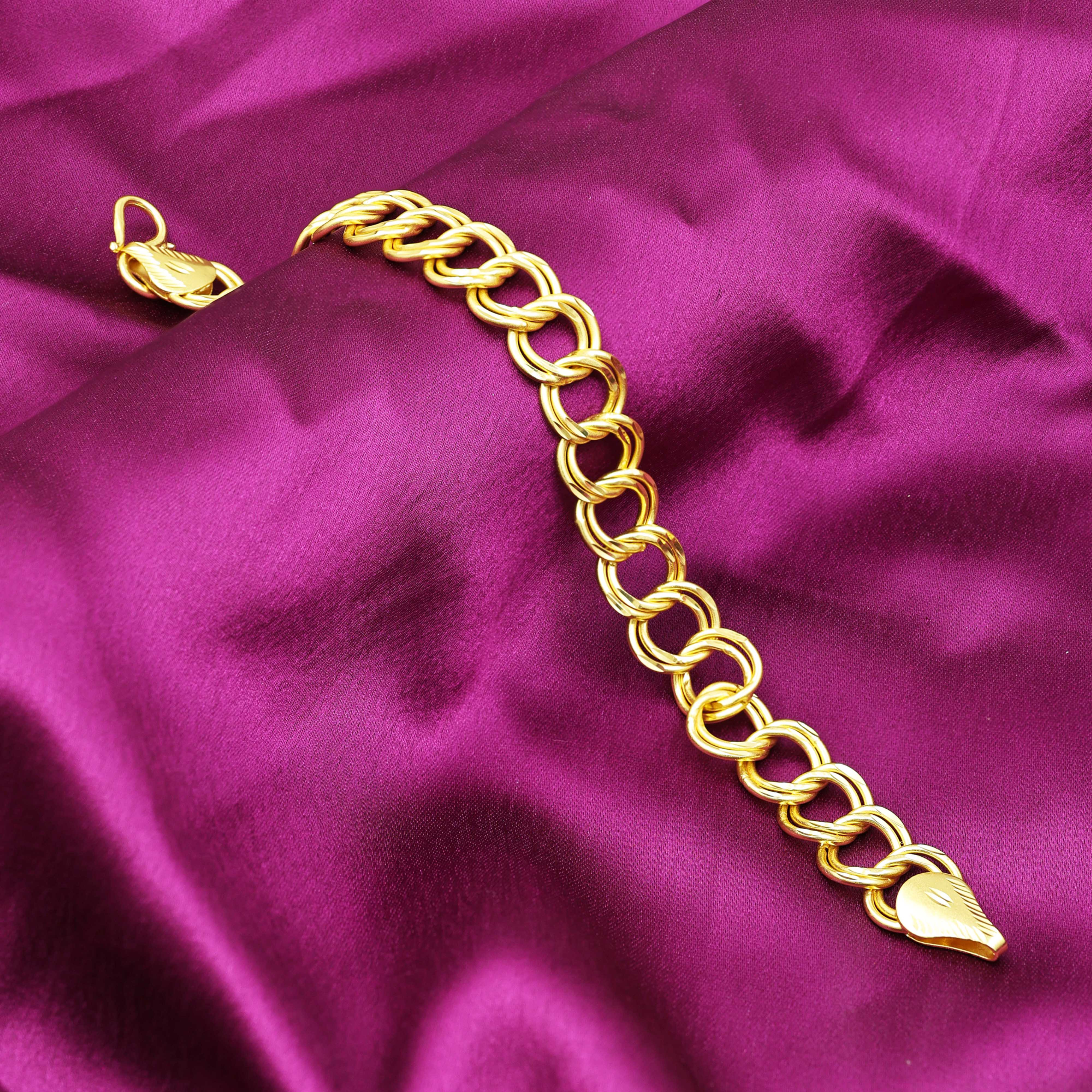 Bracelet | Brass Fashion 14K18K24K Gold Plated Men's Double Round Link Bracelets