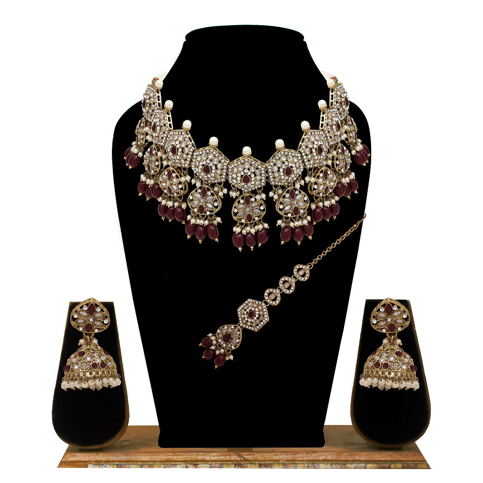 الصورة المصغرة: Wedding Collection | Traditional Choker Set | Bridal Necklace Set | Reverse AD C
