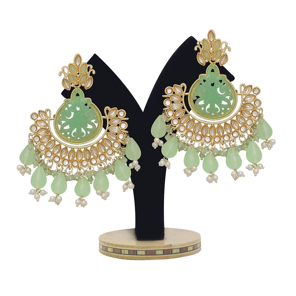 الصورة المصغرة: Kundan Earrings |Traditional Earring | Wedding Earring | Chandbali kundan Earrin