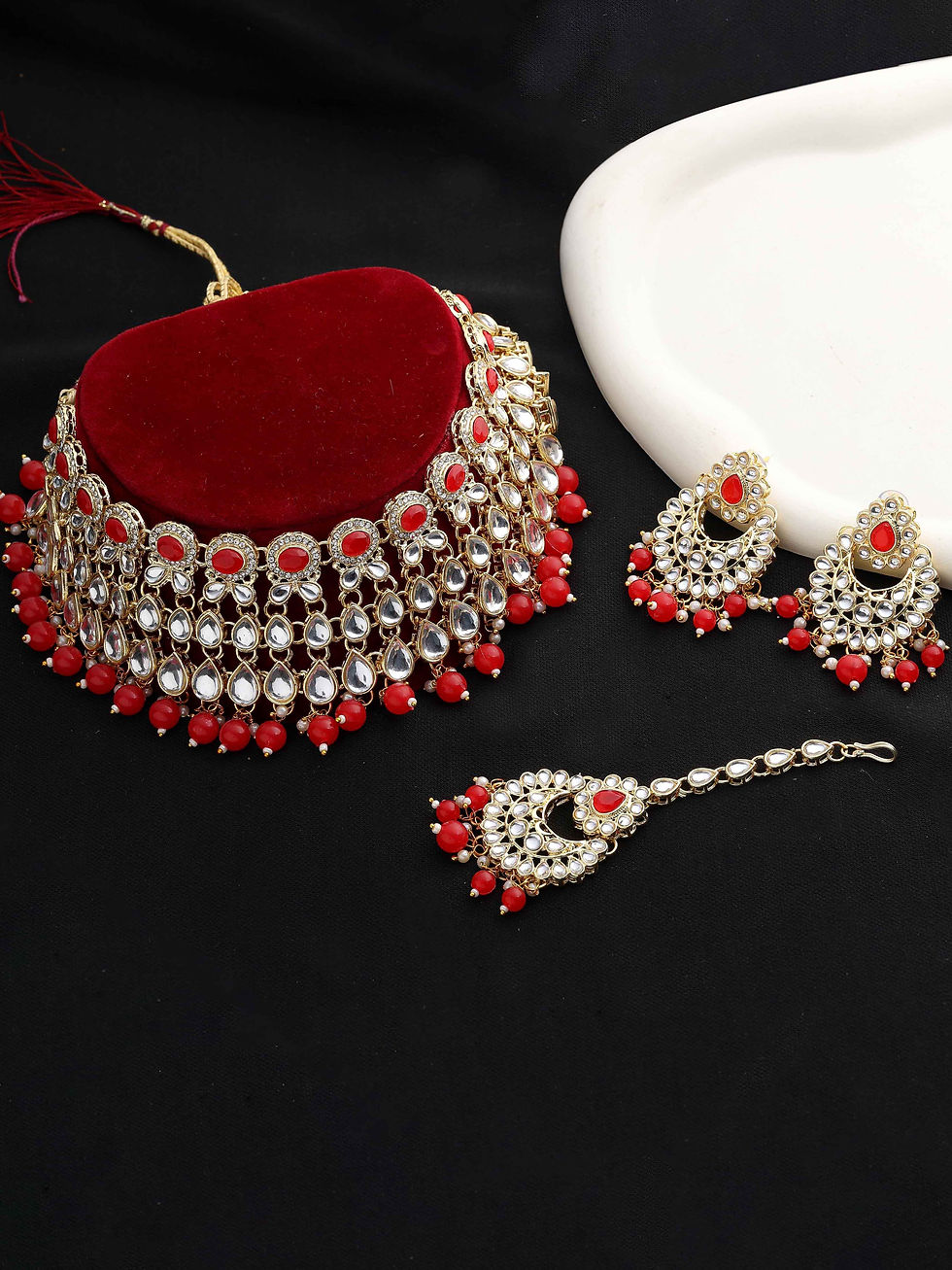 Thumbnail: Kundan Necklace| Wedding Collection Set| Choker Necklace Set| Gift for her