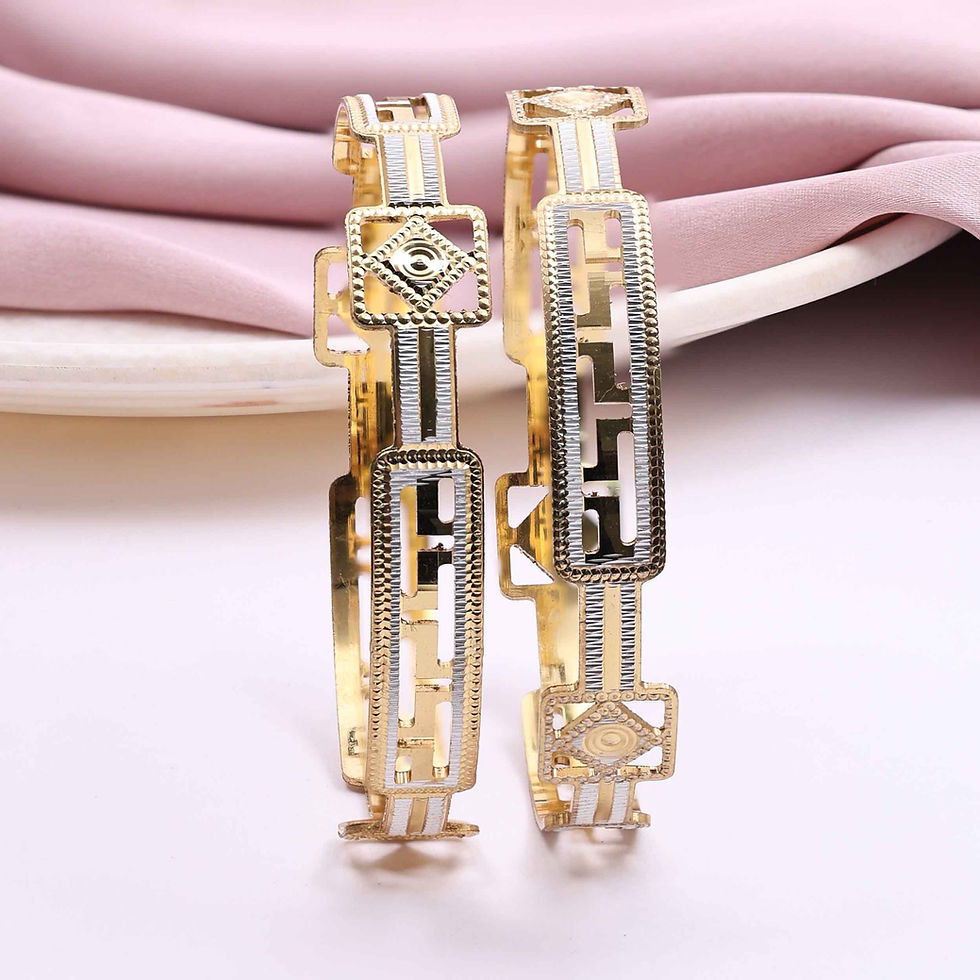 Thumbnail: 925 Silver Bangles | 925 Sterling Silver Two Tone CNC Bangles | Fashion Bangles