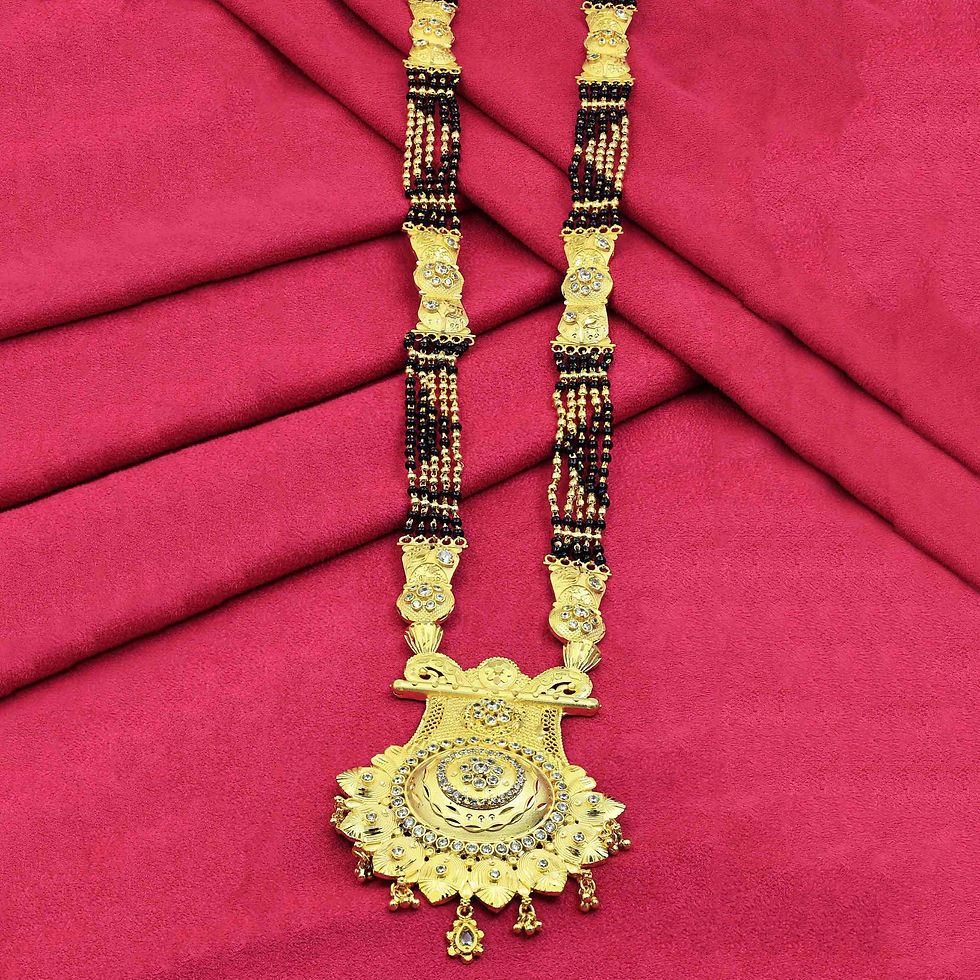 Miniature : Mangalsutra | Wholesale 24K Micro Gold Big Pendant AD Stone Forming Mangalsutra