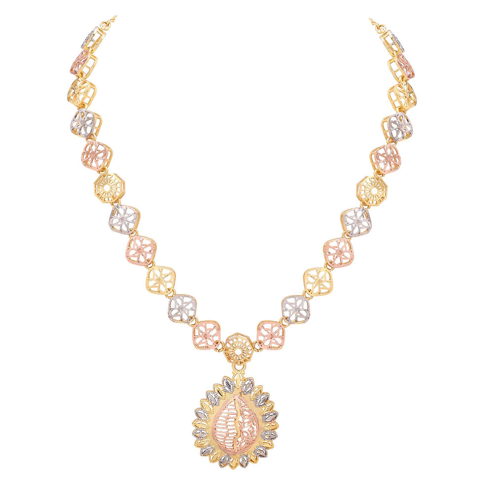 Thumbnail: 3 Tone Gold Plated Necklace | Modern & Trendy Jewelry | Party Wear| Gift for her
