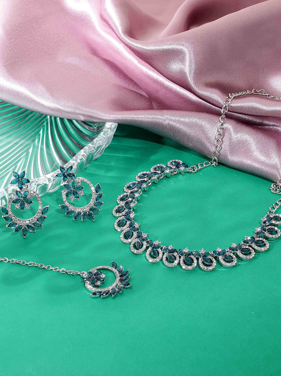 थंबनेल: Stone Necklace | Colorstone necklace | Austrian Stone Necklace | Silver plated