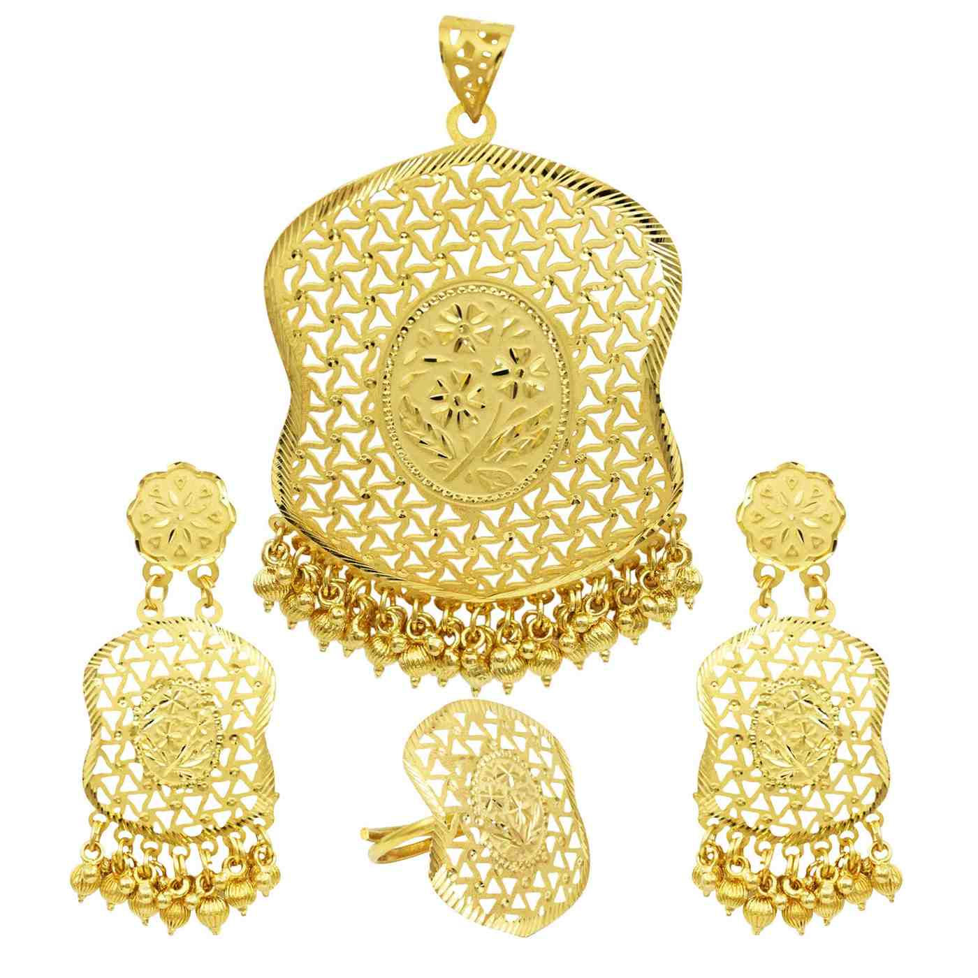Forming Pendent Set | 14K18K24K Gold Dubai Style Traditional Bridal Pendant Set