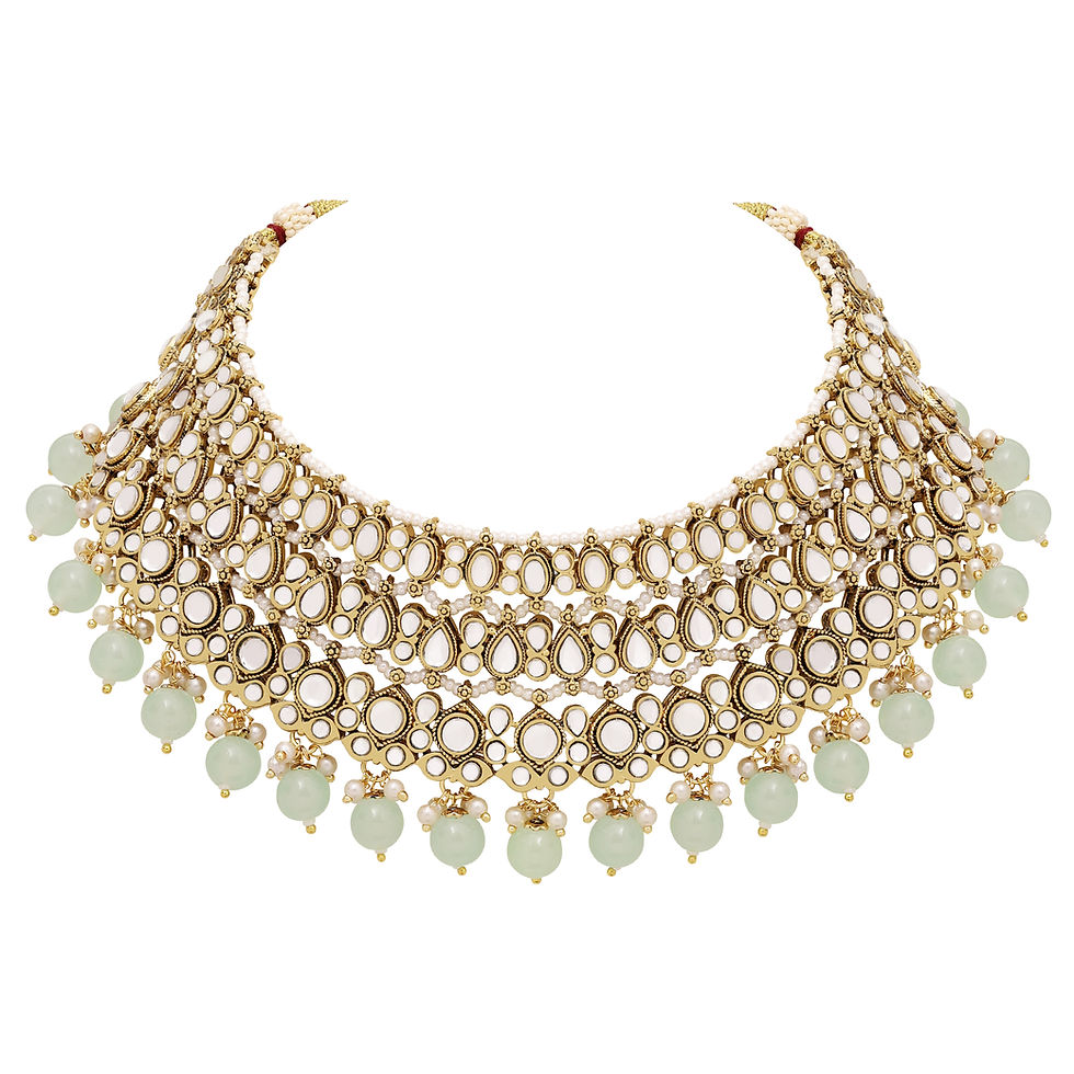 Thumbnail: Kundan Necklace | Wedding jewellery |Pearl Kundan jewellery set |Choker Necklace