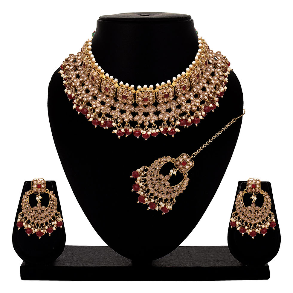 Thumbnail: Graceful Square wedding collection choker necklace set