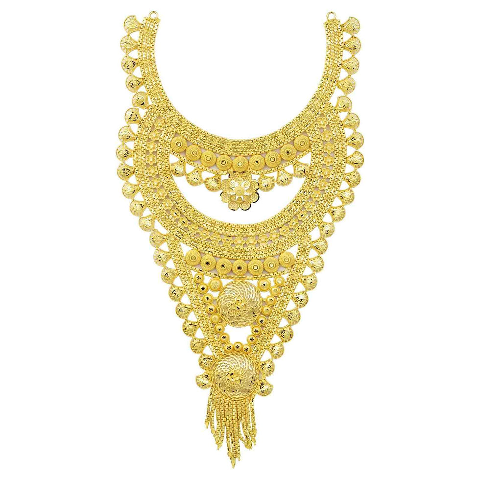 Thumbnail: Long Forming Necklace| 14K18K24K Gold Plated Arabian Bridal Fashion Necklace Set