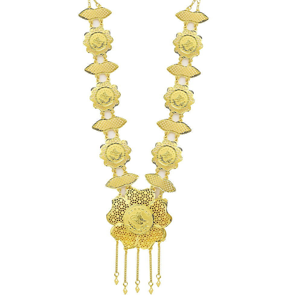 Miniature : Long Forming Necklace| 14K18K24K Gold Plated Turkish Design Bridal Jewellery Set