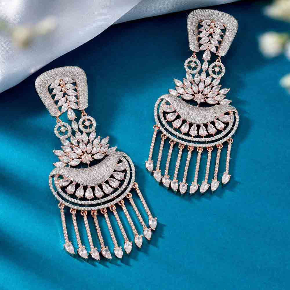 925 Silver Earrings | 925 Sterling Rose Gold Twilight Sparkle Earrings