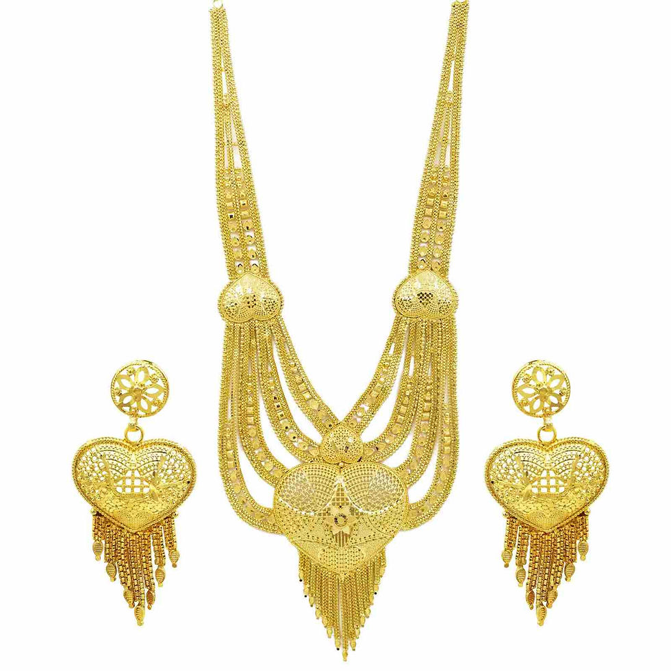 थंबनेल: Long Forming Necklace | 14K18K24K Micron Gold Rani Haar Long Bridal Necklace Set