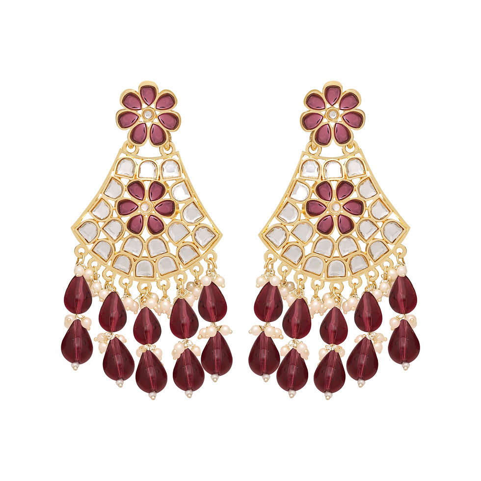 الصورة المصغرة: Kundan Earrings| Traditional Earring| Wedding Earring | Gold plated Earring | Ea